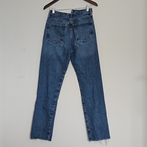 Agolde Blue Criss Cross Straight Leg Jeans Size 26 - Picture 9 of 11